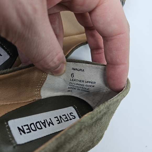 Steve Madden olive green suede Imaura pointed toe flats with lacing detail US 6 - Picture 9 of 9